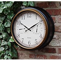 Los mejores  - Home and Garden Products Horloge murale de jardin- thermomètre et mesure d’humidité- 45 cm- cadre noir